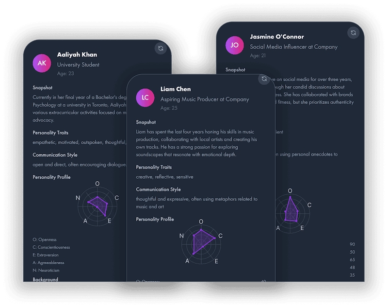 Lifelike persona cards